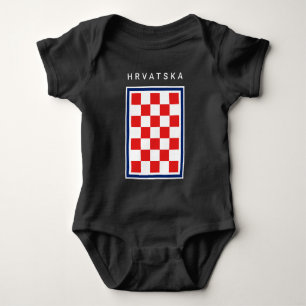 Croatian Checker Blue Hrvatska Baby Bodysuit