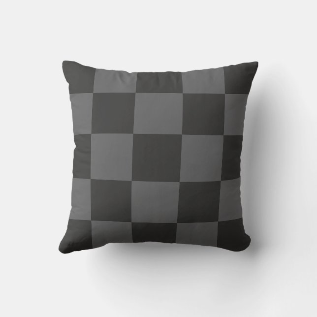 Croatian chequerboard pattern grey throw pillow (Back)