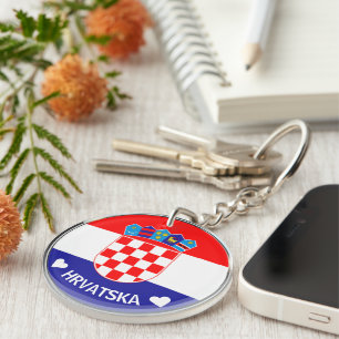 Croatian Coat of Arms   Hrvatski grb w/Text Keychain
