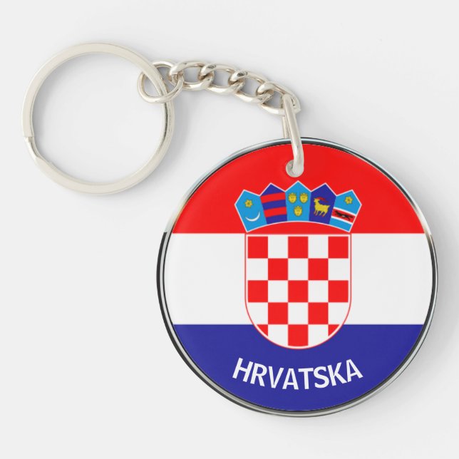 Croatian Coat of Arms with Text, Hrvatski grb  Keychain (Front)