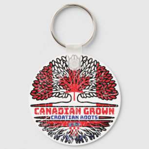 Croatian Croatia Canadian Canada Tree Roots Flag Keychain