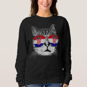 Croatian Croatia Flag Country Roots Cat Pride Sweatshirt