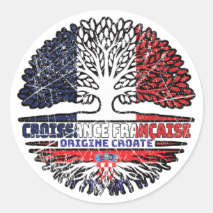 Croatian Croatia French France Tree Roots Flag Classic Round Sticker