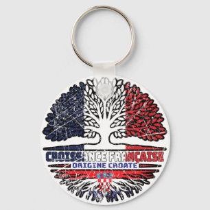 Croatian Croatia French France Tree Roots Flag Keychain