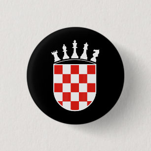 Croatian Flag Colours Chess Player Gifts for Croat 1 Inch Round Button