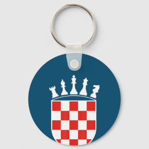 Croatian Flag Colours Chess Player Gifts for Croat Keychain