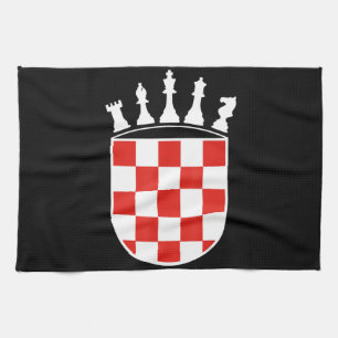 Croatian Flag Colours Chess Player Gifts for Croat Kitchen Towel