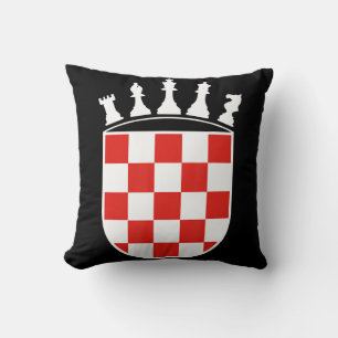 Croatian Flag Colours Chess Player Gifts for Croat Throw Pillow