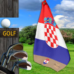 Croatian flag & Croatia, monogrammed / Golf Towel<br><div class="desc">Sports/Golf Towel: Croatia & Croatian flag with monogrammed "custom" name at the bottom - love my country,  travel,  holiday,  patriots / sports fans</div>
