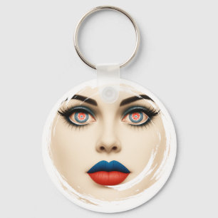 Croatian Flag Face – Eyes & Lips Pop Art Portrait Keychain