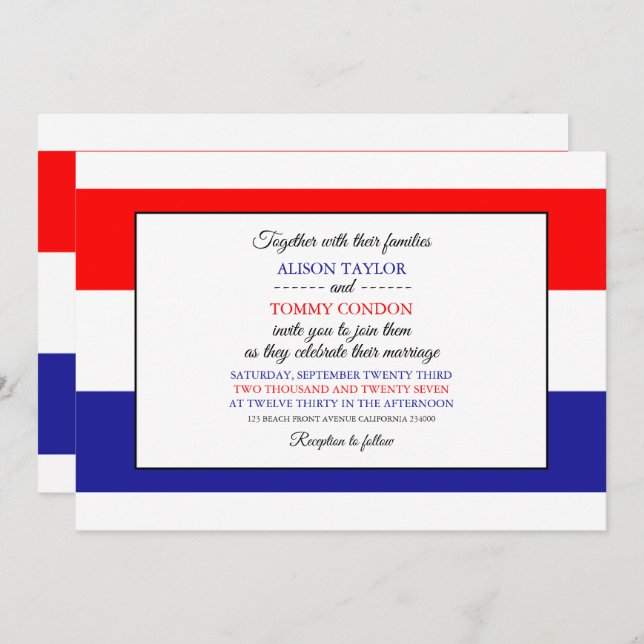 Croatian Flag, Flag of Croatia Wedding Invitation (Front/Back)
