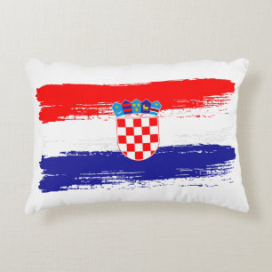 Croatian Flag Gift Football Fan Sports Accent Pillow
