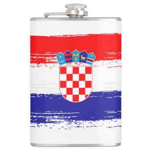 Croatian Flag Gift Football Fan Sports Hip Flask