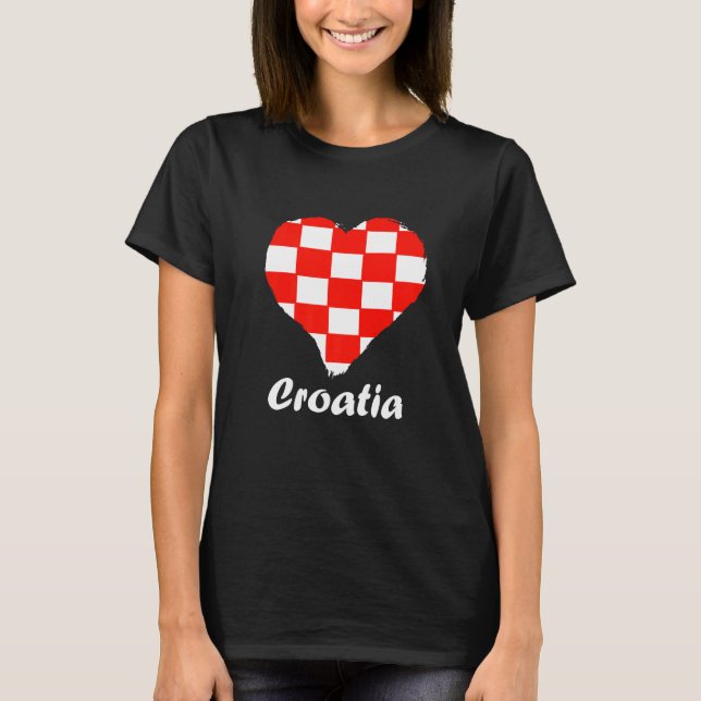 Croatian Flag Heart Croatian Roots Croatian Pride  T-Shirt (Front)