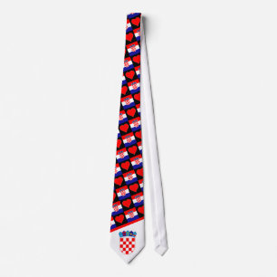 Croatian Flag Heart Pattern Croatia National Pride Tie