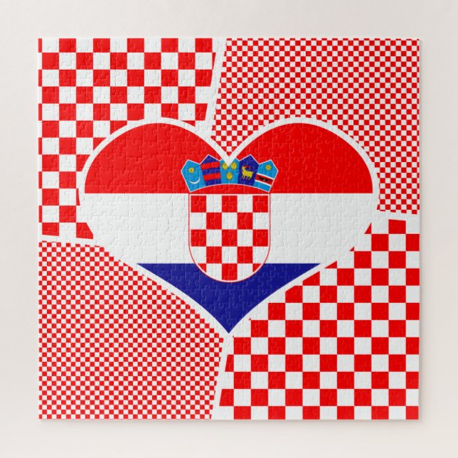 Croatian Flag in Heart Shaped Collage Jigsaw Puzzl Jigsaw Puzzle (Vertical)