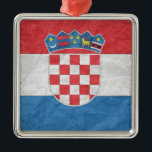 Croatian Flag Metal Ornament<br><div class="desc">The Funniest Ornaments,  T-shirts,  Hoodies,  Stickers,  Buttons and Novelty gifts from http://www.Shirtuosity.com.</div>