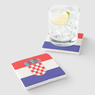 Croatian flag stone coaster