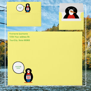 Croatian Flag Talking Ms Penguin Personalized Envelope