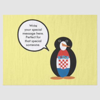 Croatian Flag Talking Ms Penguin Personalized Tissue Paper