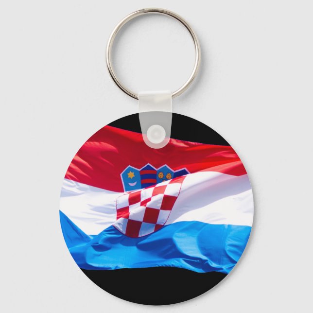 Croatian Flag Waving in the Wind Keychain (Front)