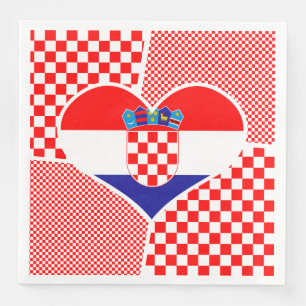 Croatian Flag with Checkers Collage Napkin