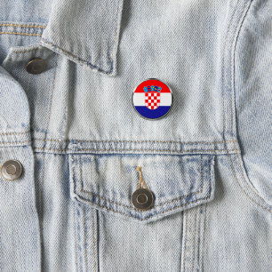 Croatian Flag With Coat of Arms 1 Inch Round Button