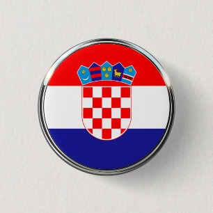 Croatian Flag With Coat of Arms 1 Inch Round Button