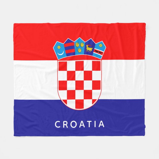 Croatian Flag With Custom Text Fleece Blanket (Front (Horizontal))
