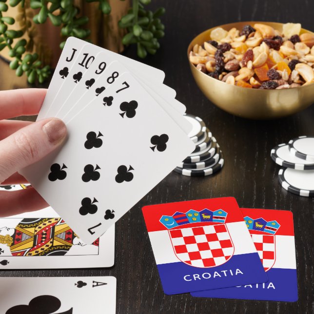 Croatian Flag With Customizable Text Playing Cards (In Situ)