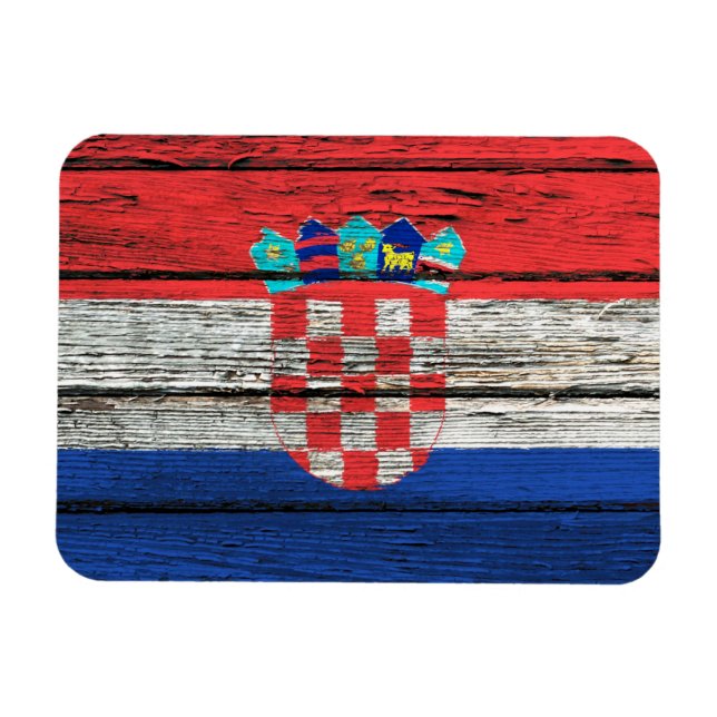 Croatian Flag with Rough Wood Grain Effect Magnet (Horizontal)