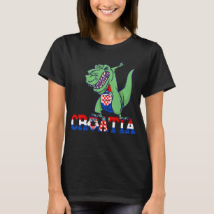 Croatian Football Dabbing Dino Hrvatska Croatia Fl T-Shirt