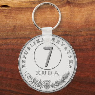 Croatian Kuna Coin Keychain–Customizable Backside Keychain