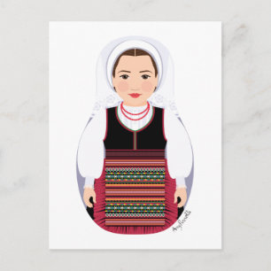 Croatian Lika Brunette Matryoshka Postcard