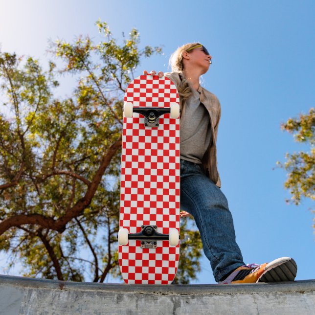 Croatian Red and White Chequerboard Skateboard (Outdoor 1)