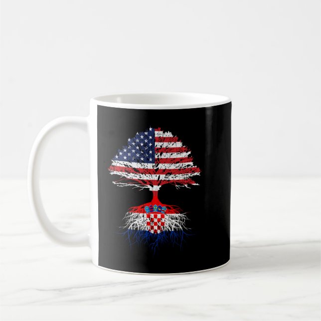Croatian Roots American Grown Croatia Flag Hoodie  Coffee Mug (Left)