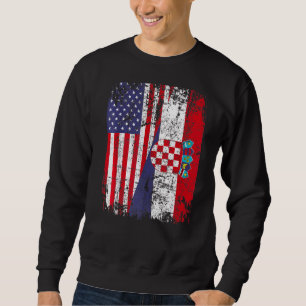 Croatian Roots Half American Flag Croatia Sweatshirt