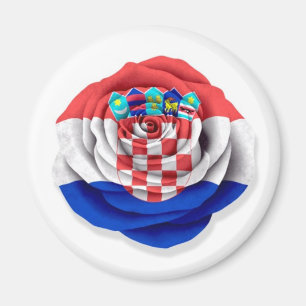 Croatian Rose Flag on White Magnet
