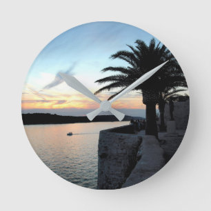 Croatian sunset round clock