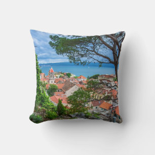 Croatian town Omis Throw Pillow