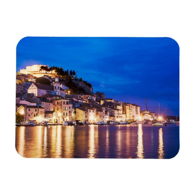 Croatian town Sibenik at night Magnet (Horizontal)