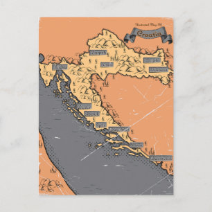 Croatie Vintage vieille carte