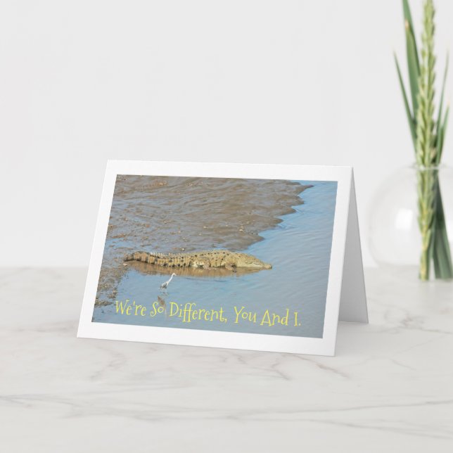 CROC AND SMALL BIRD /WE'RE SO DIFFERENT/HAPPY ANNI CARD (Front)