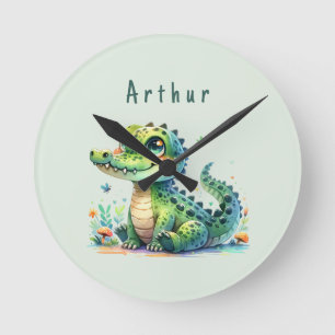 Croc O'Clock: Personalized Jungle Time Round Clock