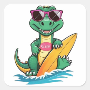 Croc Surfer Square Sticker