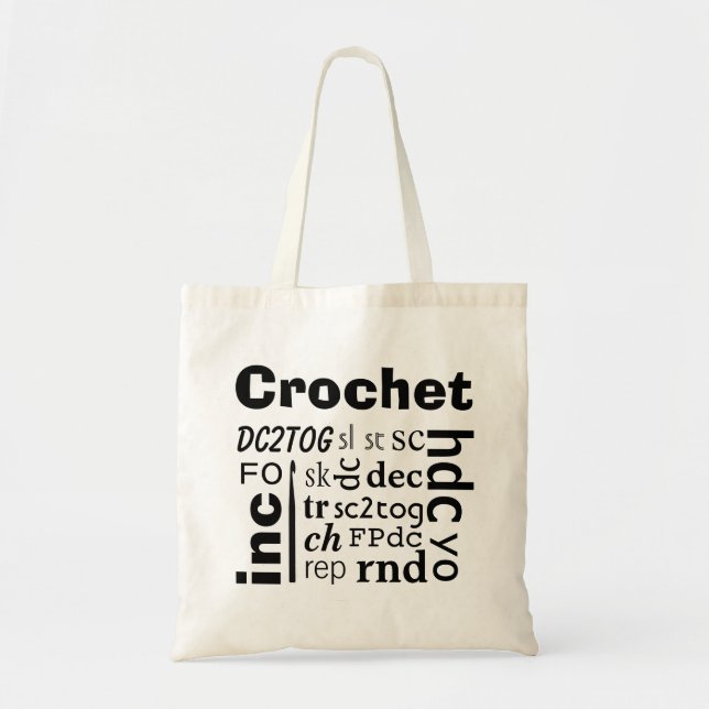 Crochet Abbreviations Tote Bag (Front)