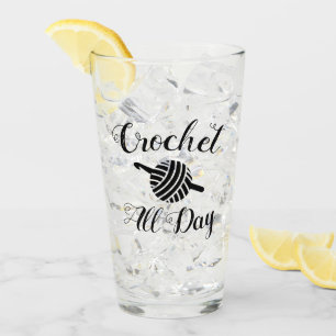 Crochet All Day Yarn Ball & Hook Crafts Glass