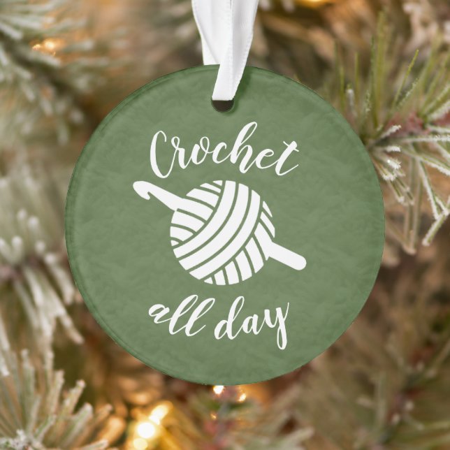 Crochet All Day • Yarn Ball & Hook Crafts Ornament (Tree)