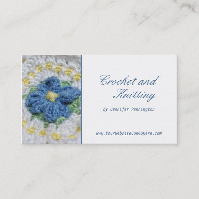 Crochet and Knitting customizable business card (Front)
