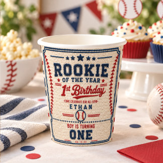 Crochet Baseball Ticket 1st Birthday baby boy Paper Cups